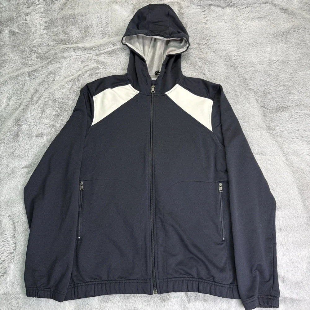 Banana Republic Men's Navy White Full Zip Hooded Jacket Size M Athletic Fit VTG